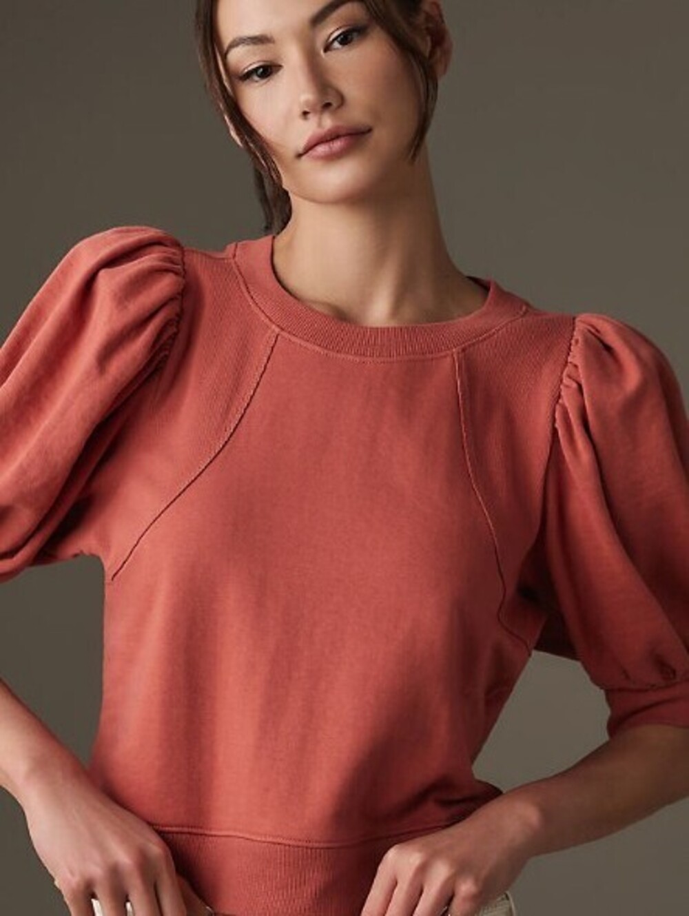 Maeve by Anthropologie Orange Waist Length Puff Sleeve Sweater - Size - XXS